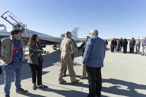 NASA Leadership Gather Around X-59 After First Flight