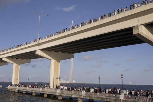 Artemis II launch from A. Max Brewer Bridge