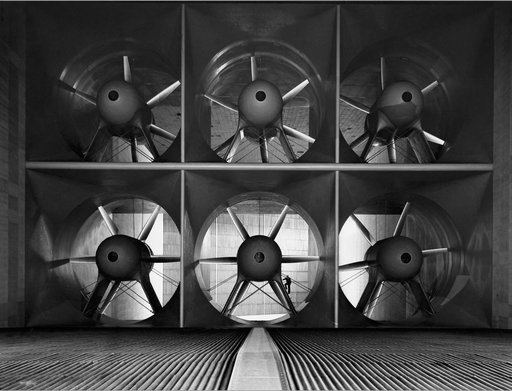 ARC-1969-AAL-5993. Six, 40-Foot-Diameter Fans in the Ames 40x80 Foot Wind Tunnel.