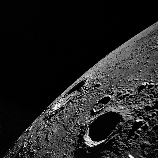 Apollo 12 Mission image - High oblique view of crater Copernicus and Carpathian Mt. range