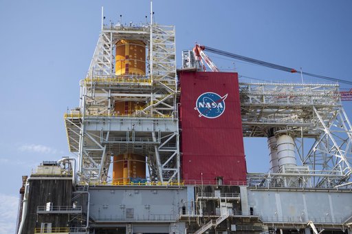 SLS Core Stage Installed (Flame Trench View)