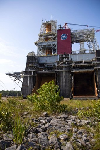 SLS Core Stage Installed (Flame Trench View)