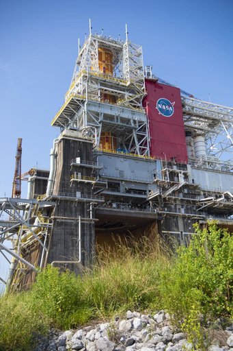 SLS Core Stage Installed (Flame Trench View)
