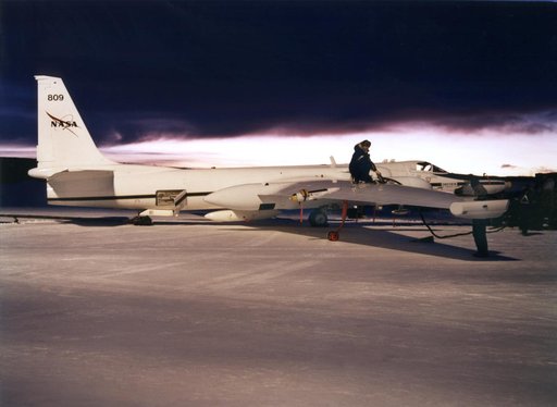 ER-2 #809 during fueling for first flight in Kiruna, Sweden prior to the SAGE III Ozone Loss and Validation Experiment (SOLVE)
