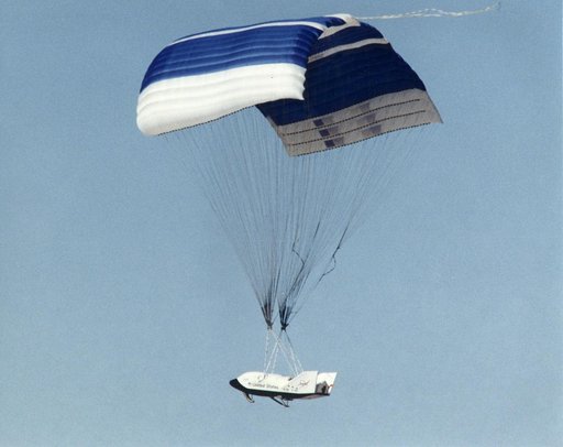 The X-38 Second Prototype Glides to a Landing over the Lakebed at the End of Its Fifth Flight at Edwards Air Force Base