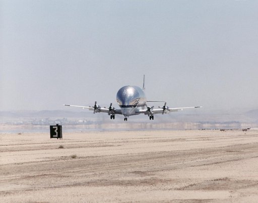 X-38 vehicle #131R arrives at NASA Dryden via NASA'S Super Guppy transport aircraft