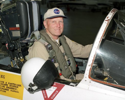 Research pilot and former astronaut C. Gordon Fullerton in an F/A-18