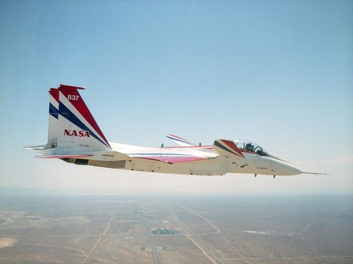 NASA Dryden's highly modified F-15B aircraft, tail number 837, serves as an Intelligent Flight Control System (IFCS) research testbed aircraft