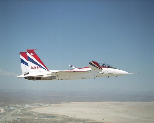 NASA Dryden's highly modified F-15B aircraft, tail number 837, serves as an Intelligent Flight Control System (IFCS) research testbed aircraft