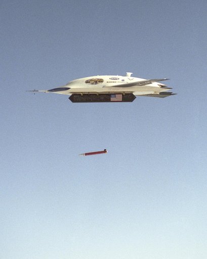 X-45A first GPS-guided weapon demonstration - weapon release