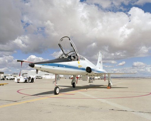 Formerly at NASA's Langley Research Center, this Northrop T-38 Talon is now used for mission support and pilot proficiency at the Dryden Flight Research Center