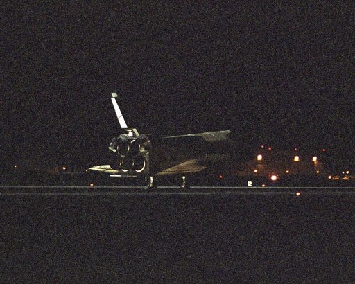 Space Shuttle Discovery landed at NASA's Dryden Flight Research Center at 5:11 a.m., following the very successful 14-day STS-114 return to flight mission
