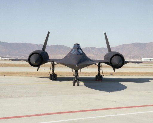 This photo shows a head-on view of NASA's SR-71B on the ramp at the Air Force's Plant 42 in Palmdale, California, shortly before delivery to DFRC
