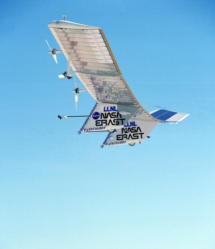 Pathfinder aircraft taking off - setting new solar powered altitude record
