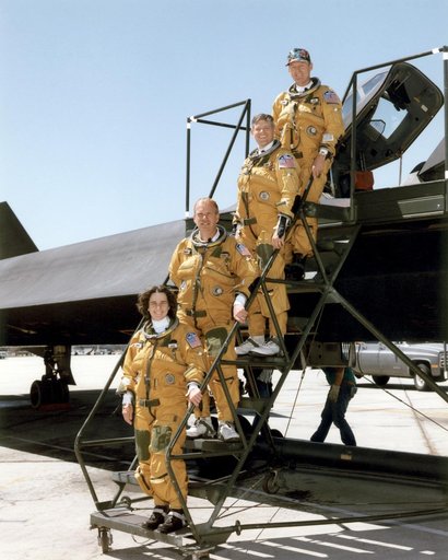 Flight engineers Marta Bohn-Meyer and Bob Meyer and pilots Eddie Schneider and Rogers Smith flew the SR-71 in high-speed research experiments at NASA Dryden.