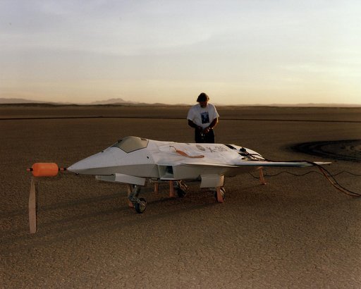 X-36 Being Prepared on Lakebed for First Flight