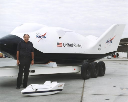 Dale Reed with X-38 and a Subscale Model Used in Test Program