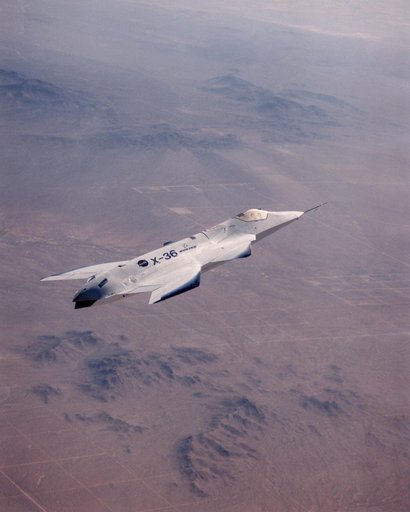 X-36 Tailless Fighter Agility Research Aircraft in flight