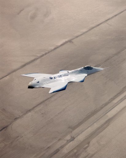 X-36 Tailless Fighter Agility Research Aircraft in flight