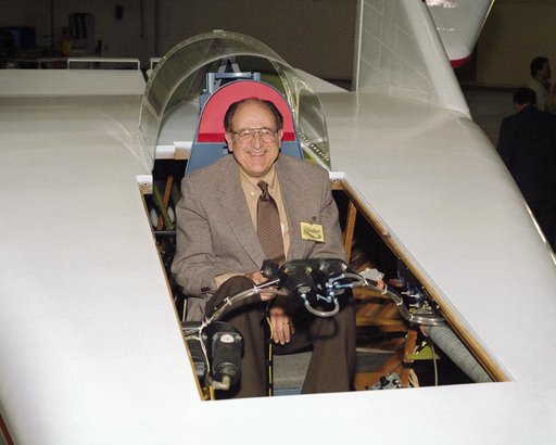 Often called the "Father of the Lifting Bodies," NASA aerospace engineer Dale Reed enjoys a moment in the cockpit of the restored wingless M2-F1 in 1997.
