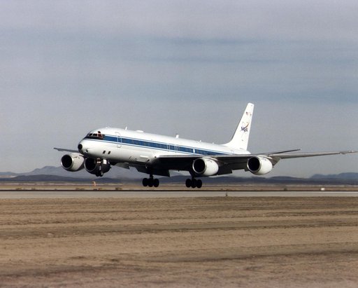DC-8 Airborne Laboratory arrival at NASA Dryden