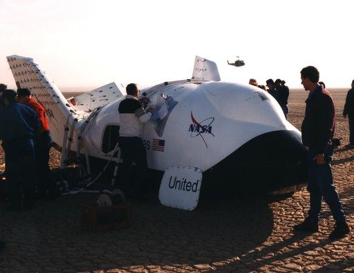 X-38 on Lakebed after Landing on Second Free Flight