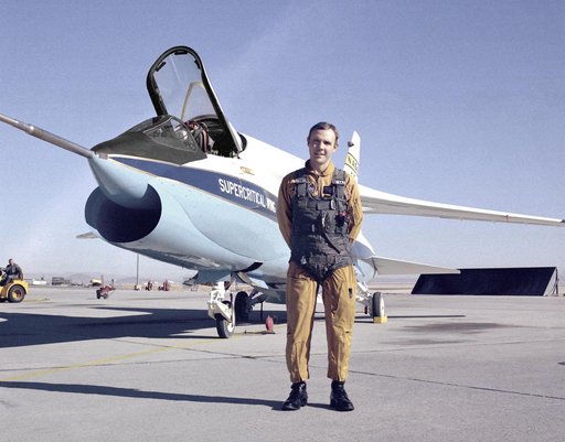 F-8 SCW on ramp with test pilot Tom McMurtry