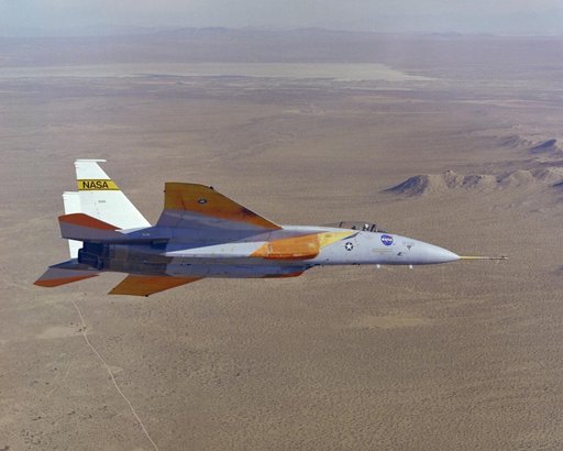 F-15A in flight closeup of 10 degree cone experiment
