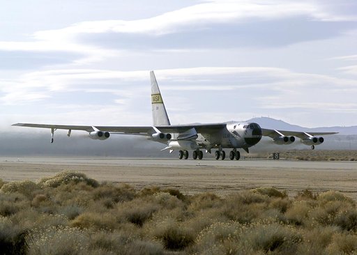 Hitching a ride on NASA's B-52 mother ship, the X-43A scramjet performed a captive carry evaluation flight from Edwards Air Force Base, California, January 26, 2004