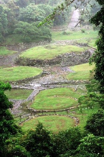 Pre-Columbian archaeological ruins are revealed through Costa Rican rain forest in this photo taken during NASA's AirSAR 2004 campaign