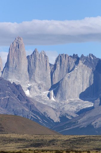 The Cuernos del Paine mountains in Torres del Paine National Park in Chile, photographed during NASA's AirSAR 2004 campaign