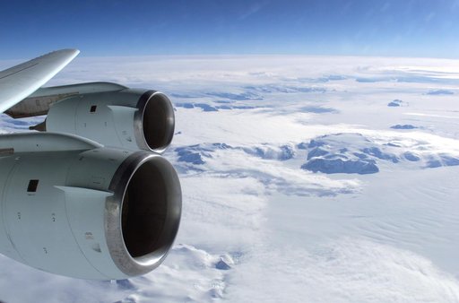 The Larsen Ice Shelf in Antarctica viewed from NASA's DC-8 aircraft during the AirSAR 2004 campaign