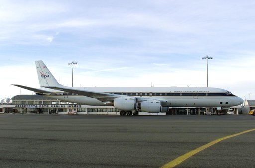 NASA’s DC-8 aircraft prior to launch from Carlos Ibanez International Airport in Punta Arenas, Chile, during AirSAR 2004