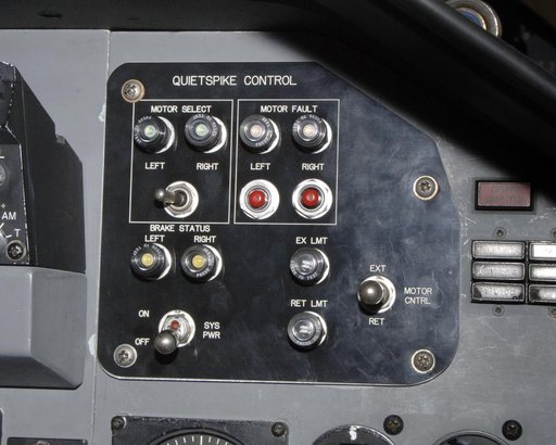 The control panel for the joint NASA/Gulfstream Quiet Spike project, located in the backseat of NASA's F-15B testbed aircraft