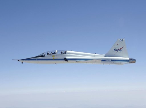 NASA Dryden's T-38 Talon trainer aircraft in flight near Edwards Air Force Base