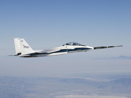 NASA F-15B #836 in flight with Quiet Spike attached