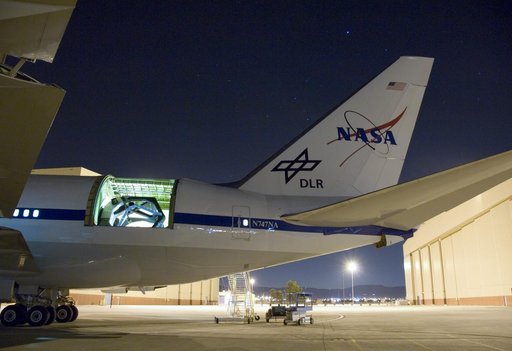 The 2.5-meter infrared telescope in the rear fuselage of NASA's SOFIA flying observatory tracked the star Polaris during characterization tests in March 2008