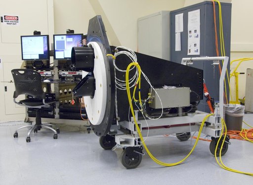 The Lowell Observatory's High-speed Imaging Photometer for Occultation rests on its dolly in the lab prior to installation on the SOFIA airborne observatory
