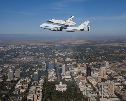 Shuttle Endeavor Rides Over Sacramento