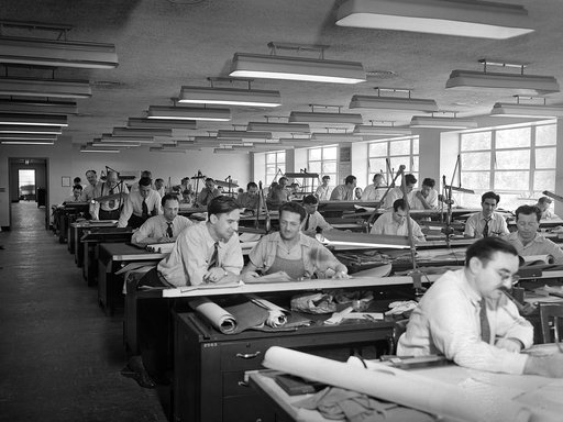 Draftsmen at Work during Construction of the Aircraft Engine Research Laboratory