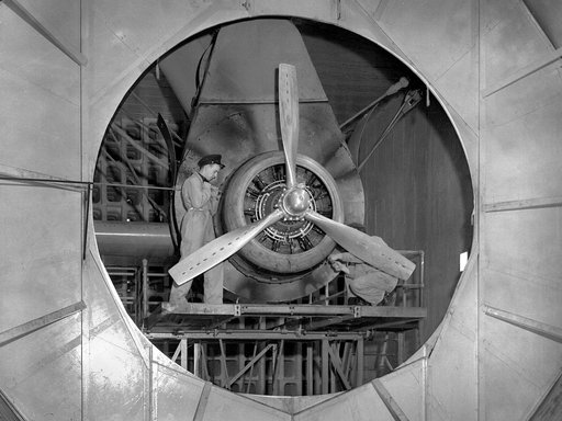 Wright R–2600–8 Engine in the Engine Propeller Research Building