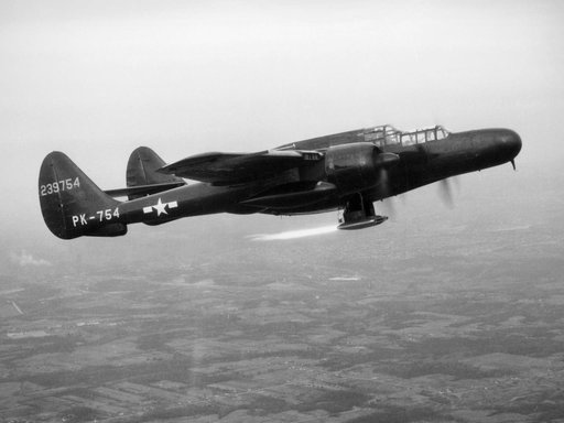 Northrop P-61 Black Widow Flight Testing a Ramjet