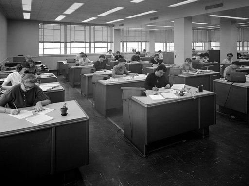 NACA Computers in an Office at the 8- by 6-Foot Supersonic Wind Tunnel