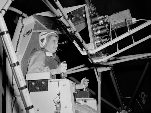 Pilot Jerrie Cobb Trains in the Multi-Axis Space Test Inertia Facility