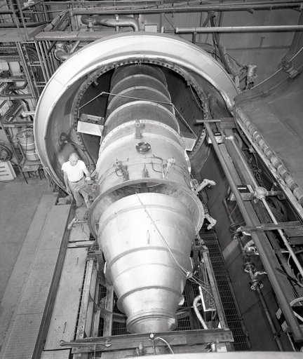 Apollo Contour Engine Model being tested in the NASA Lewis Resea