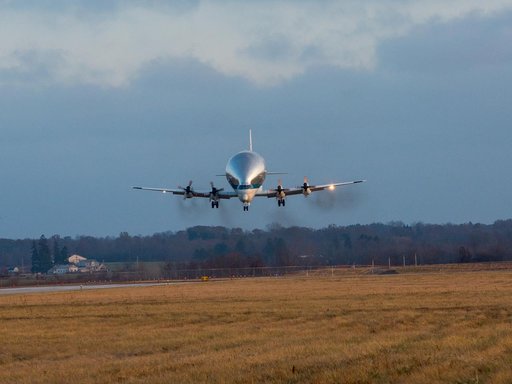 Orion Spacecraft Arrives in Ohio Aboard the Super Guppy at Mansfield Lahm Airport