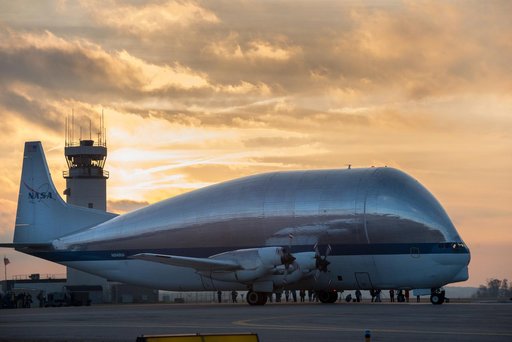 Orion Spacecraft Arrives in Ohio Aboard the Super Guppy at Mansfield Lahm Airport