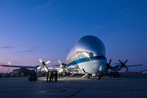 Orion Spacecraft Arrives in Ohio Aboard the Super Guppy at Mansfield Lahm Airport