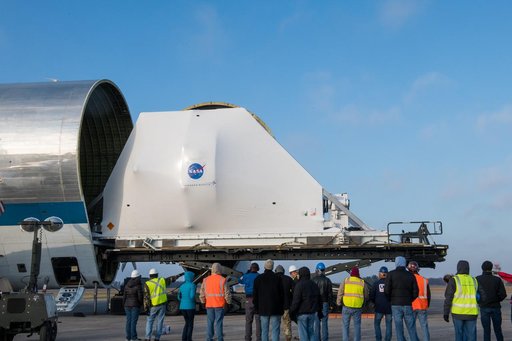 Orion Spacecraft Arrives in Ohio Aboard the Super Guppy at Mansf