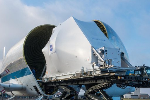 Orion Spacecraft Arrives in Ohio Aboard the Super Guppy at Mansf